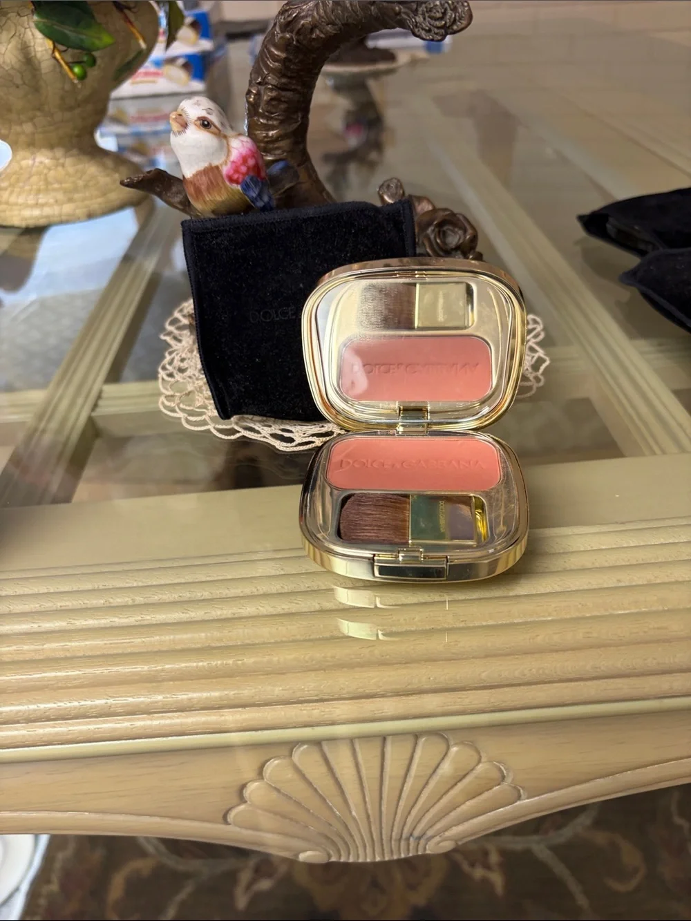 Dolce & Gabbana Pink Cream Blush Compact with Brush Rose 30